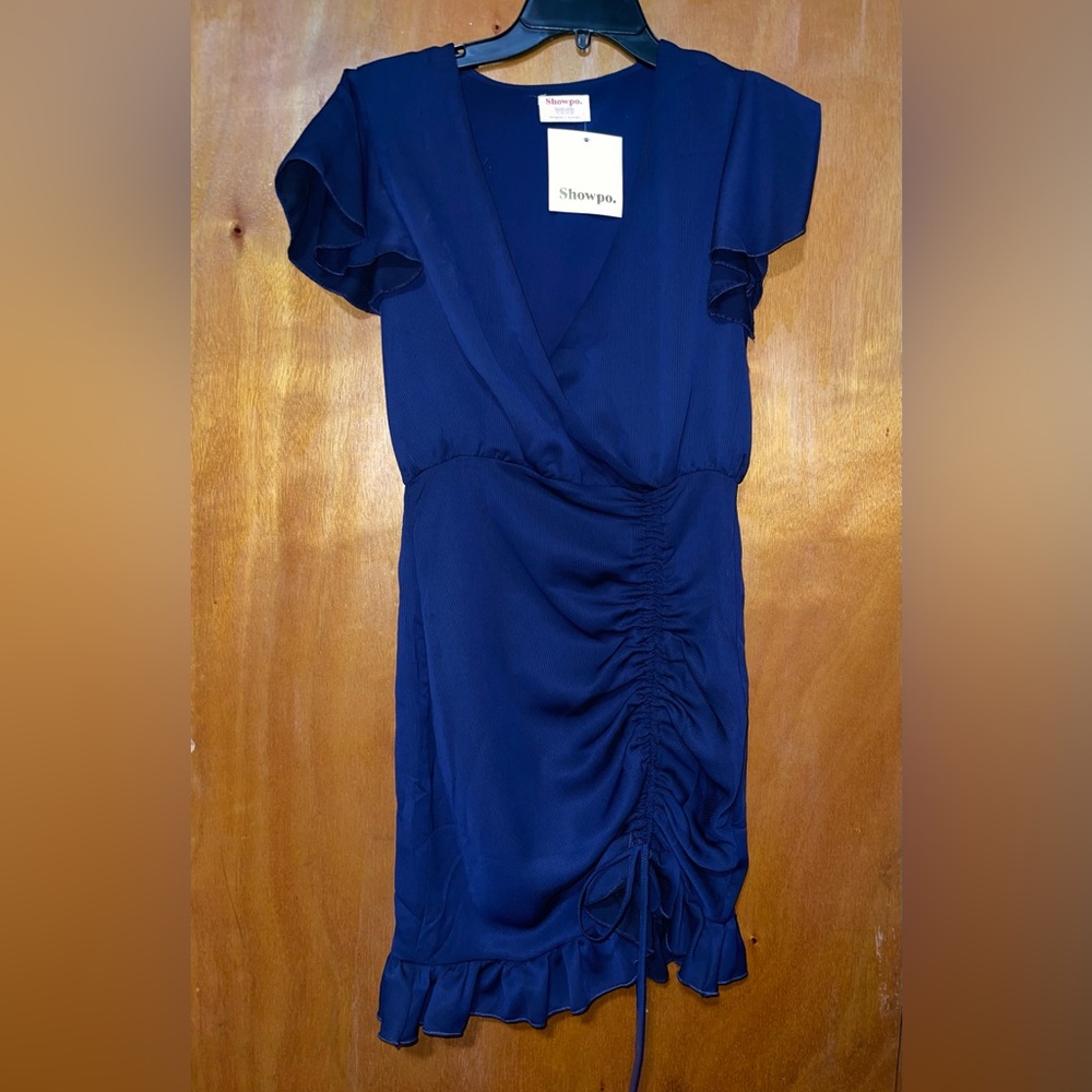 Size 4 Navy blue short dress. Showpo.